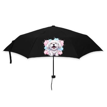 Fröhlicher Flauschhund Pastell-Spritzer - Regenschirm (klein) - Schwarz - Vorne