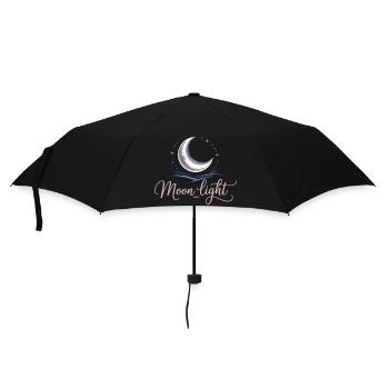 Mondlicht Shirt mit Halbmond – Mystische Nacht - Regenschirm (klein) - Schwarz - Vorne