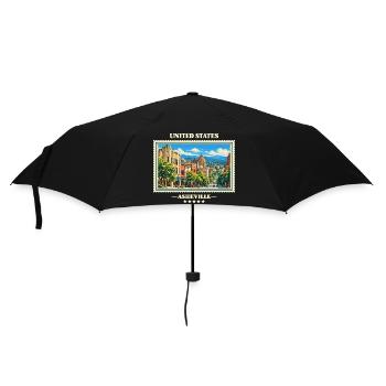 Vereinigte Staaten Asheville Vintage Reisemarke - Regenschirm (klein) - Schwarz - Vorne