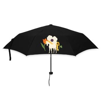 Einhorn Blumen Kinder märchenhaft Sonnenblume - Regenschirm (klein) - Schwarz - Vorne