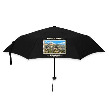 Vereinigte Staaten Billings Vintage Reisemarke - Regenschirm (klein) - Schwarz - Vorne