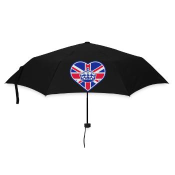 England Herz Krone - Regenschirm (klein) - Schwarz - Vorne