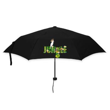 Jungle typography with cockatoo, toucan & monkey - Umbrella (small) - black - Front