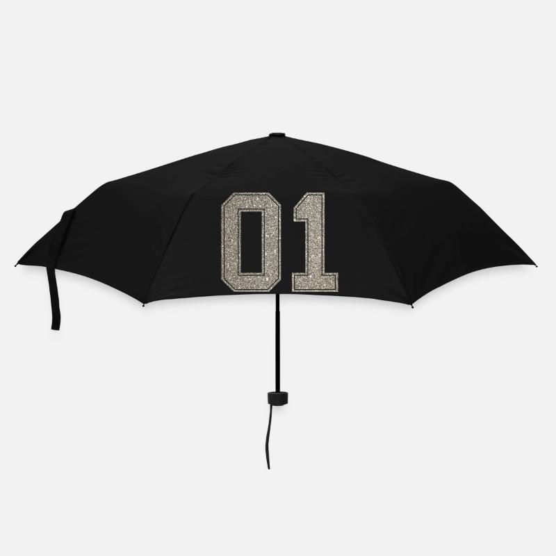 Nummer 01 Rückennummer 1 Eins Trikot Ziffer - Regenschirm (klein) - Schwarz