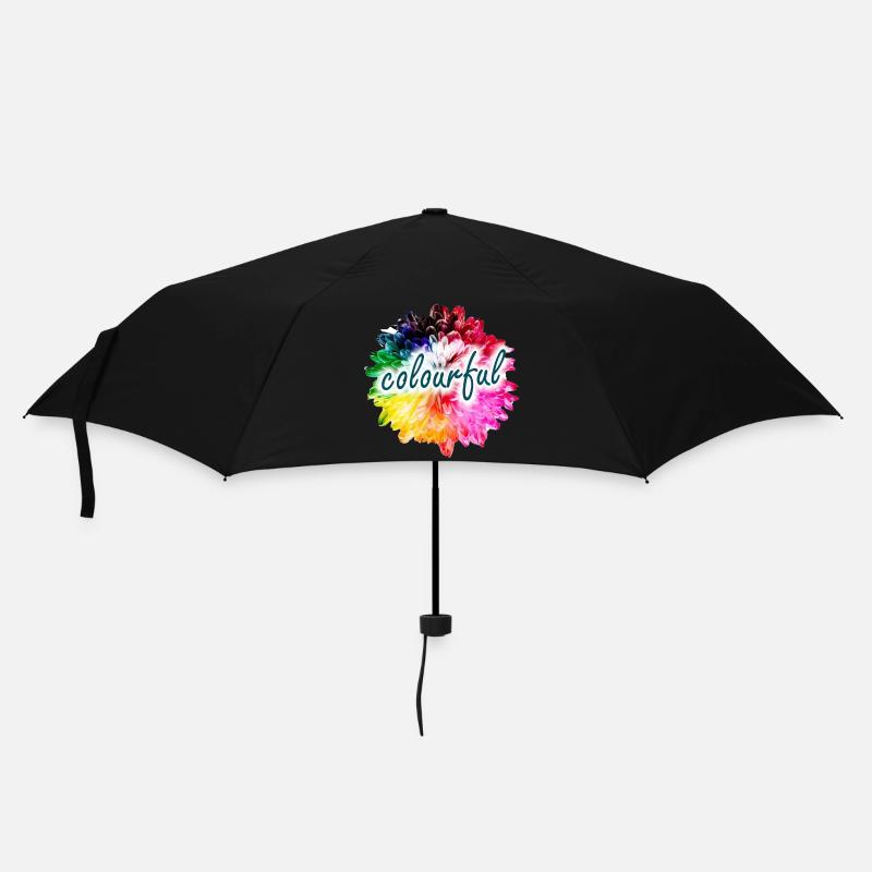 Rainbow Flower Color Explosion - Umbrella (small) - black