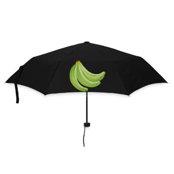 four bright green unripe bananas - Umbrella (small) - black - Front