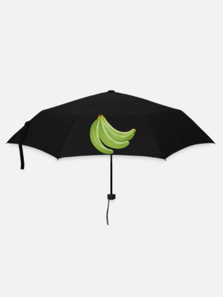 vier leuchtend grüne unreife Bananen - Regenschirm (klein) - Schwarz