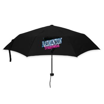 Badminton Federball Sport Spieler Vintage Retro - Regenschirm (klein) - Schwarz - Vorne