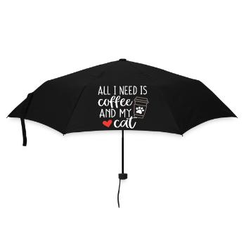 Alles, was ich brauche, ist Kaffee und meine Katze - Regenschirm (klein) - Schwarz - Vorne