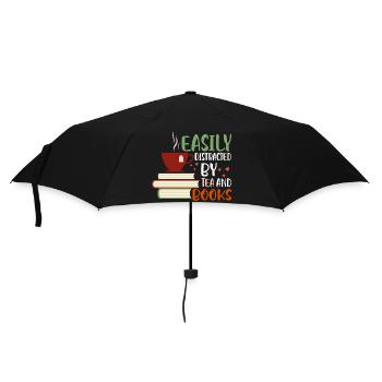 Easily Distracted By Tea And Books Book Lover Read - Umbrella (small) - black - Front