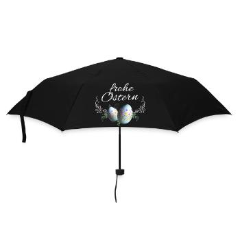 Frohe Ostern Osterei Deko - Regenschirm (klein) - Schwarz - Vorne
