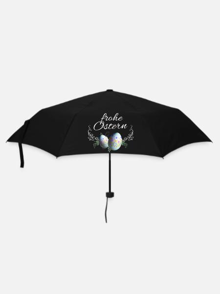 Frohe Ostern Osterei Deko - Regenschirm (klein) - Schwarz