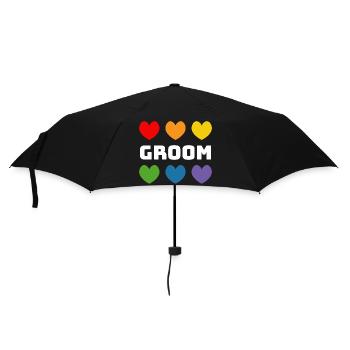 Regenbogenherzchen Groom weiss - Regenschirm (klein) - Schwarz - Vorne