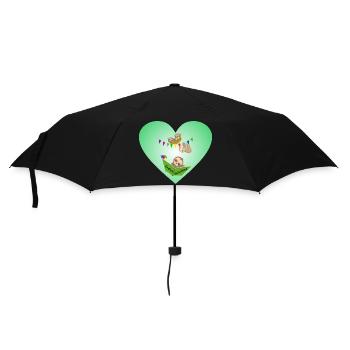 Schulkind Herz süsse Faultiere - Regenschirm (klein) - Schwarz - Vorne