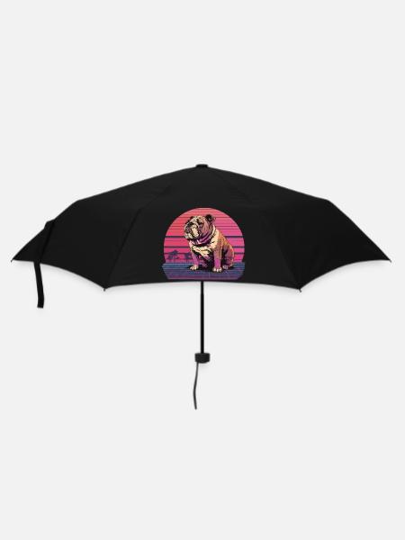 Retro Neon Bulldog - Umbrella (small) - black