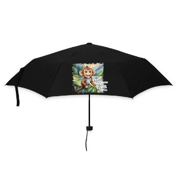 Was Du hast können viele haben - Mit Affenbild - Regenschirm (klein) - Schwarz - Vorne