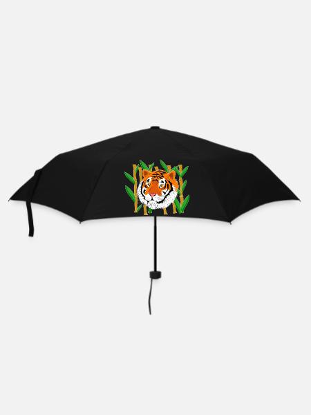 Tigerkopf - Regenschirm (klein) - Schwarz