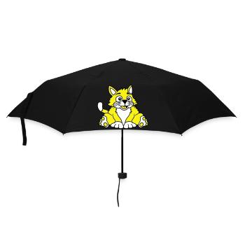 Cute Sitting Cat Happy Fat Kitten - Umbrella (small) - black - Front