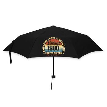 Rétro 1980 ' s Vintage Anniversaire 1980 ' s Cadeau 1980 - Parapluie standard - noir - Devant