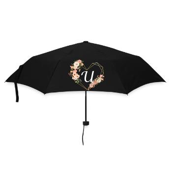 Blumen Goldenes Herz U Buchstabe - Regenschirm (klein) - Schwarz - Vorne