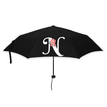 Buchstabe n Minimalistische Blumen - Regenschirm (klein) - Schwarz - Vorne