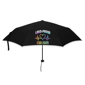 LGBTQ Pride 2025 Herzbeat Design - Regenschirm (klein) - Schwarz - Vorne
