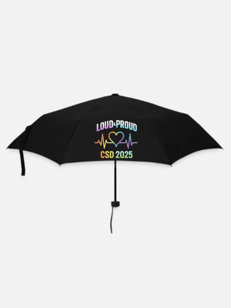 LGBTQ Pride 2025 Herzbeat Design - Regenschirm (klein) - Schwarz