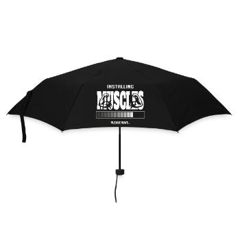Installing Muscles – Funny Gym Workout - Umbrella (small) - black - Front
