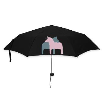 Dala Horse Couple Horses Love Wedding Decoration Love - Umbrella (small) - black - Front