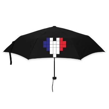 Pixel Herz Frankreich Flagge - Regenschirm (klein) - Schwarz - Vorne