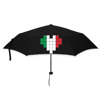 Pixel Herz Italien Flagge - Regenschirm (klein) - Schwarz - Vorne