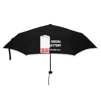 Social Battery – Critically Low - Regenschirm (klein) - Schwarz - Vorne