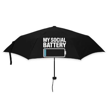 Social Battery Introvert Dead Battery Battery - Umbrella (small) - black - Front