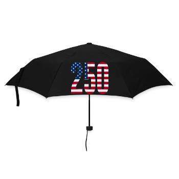 250 American Flag 4th Of July Happy Birthday - Regenschirm (klein) - Schwarz - Vorne