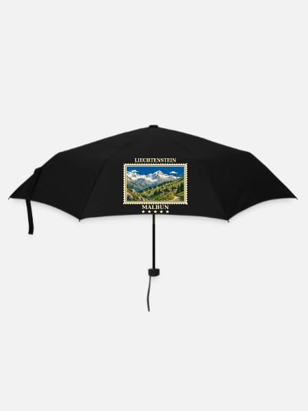 Liechtenstein Malbun Vintage Reisemarke - Regenschirm (klein) - Schwarz