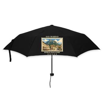San Marino Borgo Maggiore Vintage Reisemarke - Regenschirm (klein) - Schwarz - Vorne