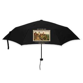 Deutschland Rothenburg ob der Tauber Vintage Reise - Regenschirm (klein) - Schwarz - Vorne