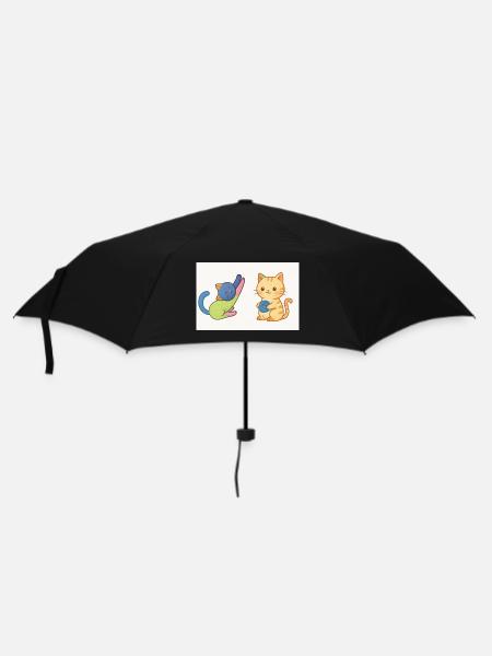 Playful Kitty and Yarn Duo - Umbrella (small) - black