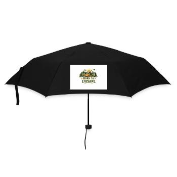 Born to Explore Outdoor Abenteuer - Regenschirm (klein) - Schwarz - Vorne