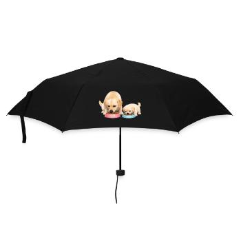 Mom eats kibble with her baby - Umbrella (small) - black - Front
