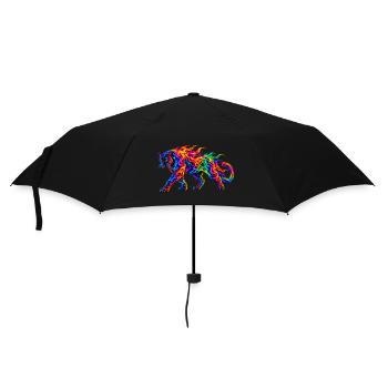 Regenbogen-Brennende Panther - Regenschirm (klein) - Schwarz - Vorne