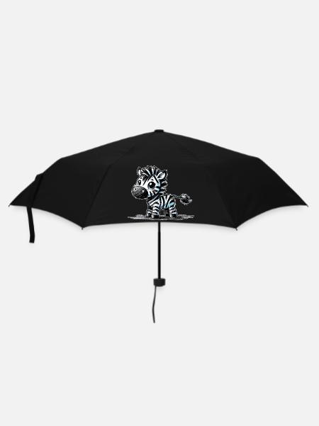 Zebra - Regenschirm (klein) - Schwarz