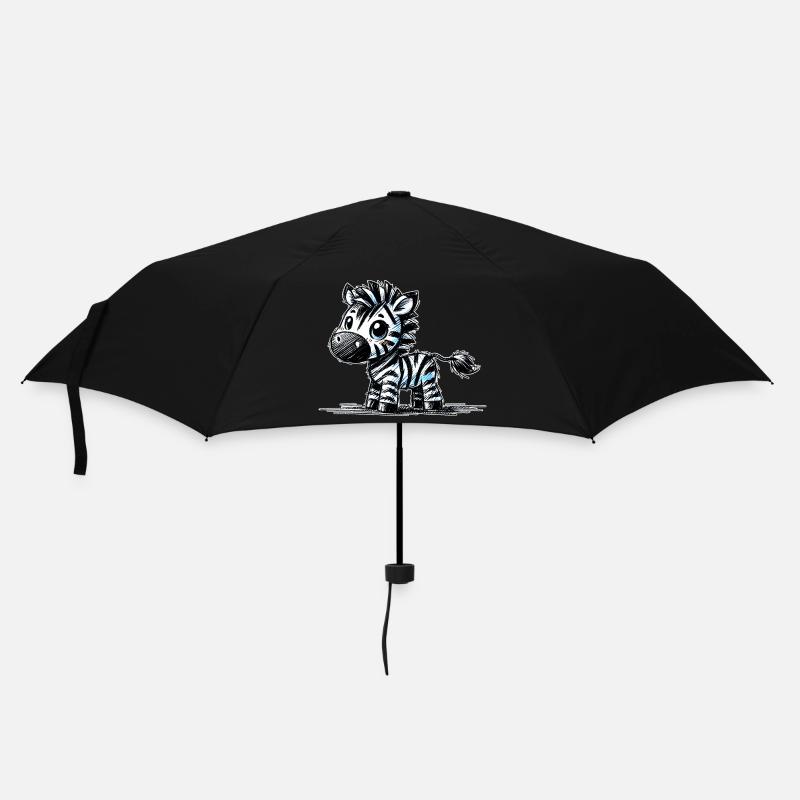 Zebra - Regenschirm (klein) - Schwarz