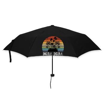 Bora Bora vintage design with palm trees / gift - Umbrella (small) - black - Front