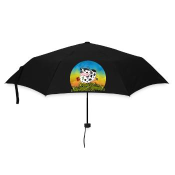 Kuh - Regenschirm (klein) - Schwarz - Vorne