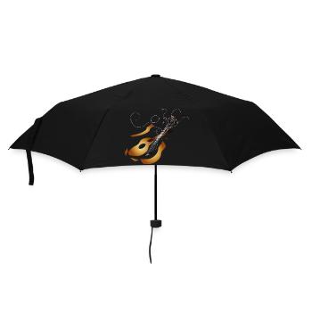 guitare acoustique 3D détruite dans des tons chauds - Parapluie standard - noir - Devant
