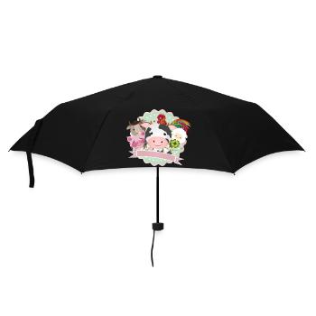 glückliche Bauernhof Tiere gemeinsam auf dem Land - Regenschirm (klein) - Schwarz - Vorne