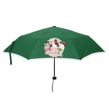 glückliche Bauernhof Tiere gemeinsam auf dem Land - Regenschirm (klein) - Flaschengrün - Vorne