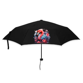 Flamingo tropische Blumen Vogel - Regenschirm (klein) - Schwarz - Vorne