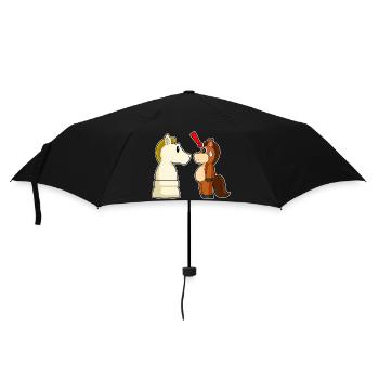 Pferd Schachfigur Springer Schach - Regenschirm (klein) - Schwarz - Vorne